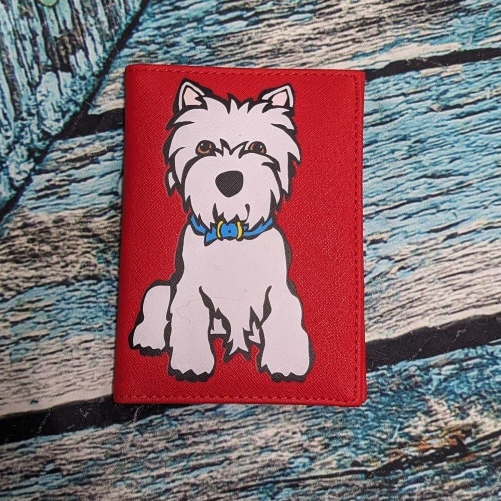 Marc Tetro "I Love My Westie"‎ Red passport card holder wallet